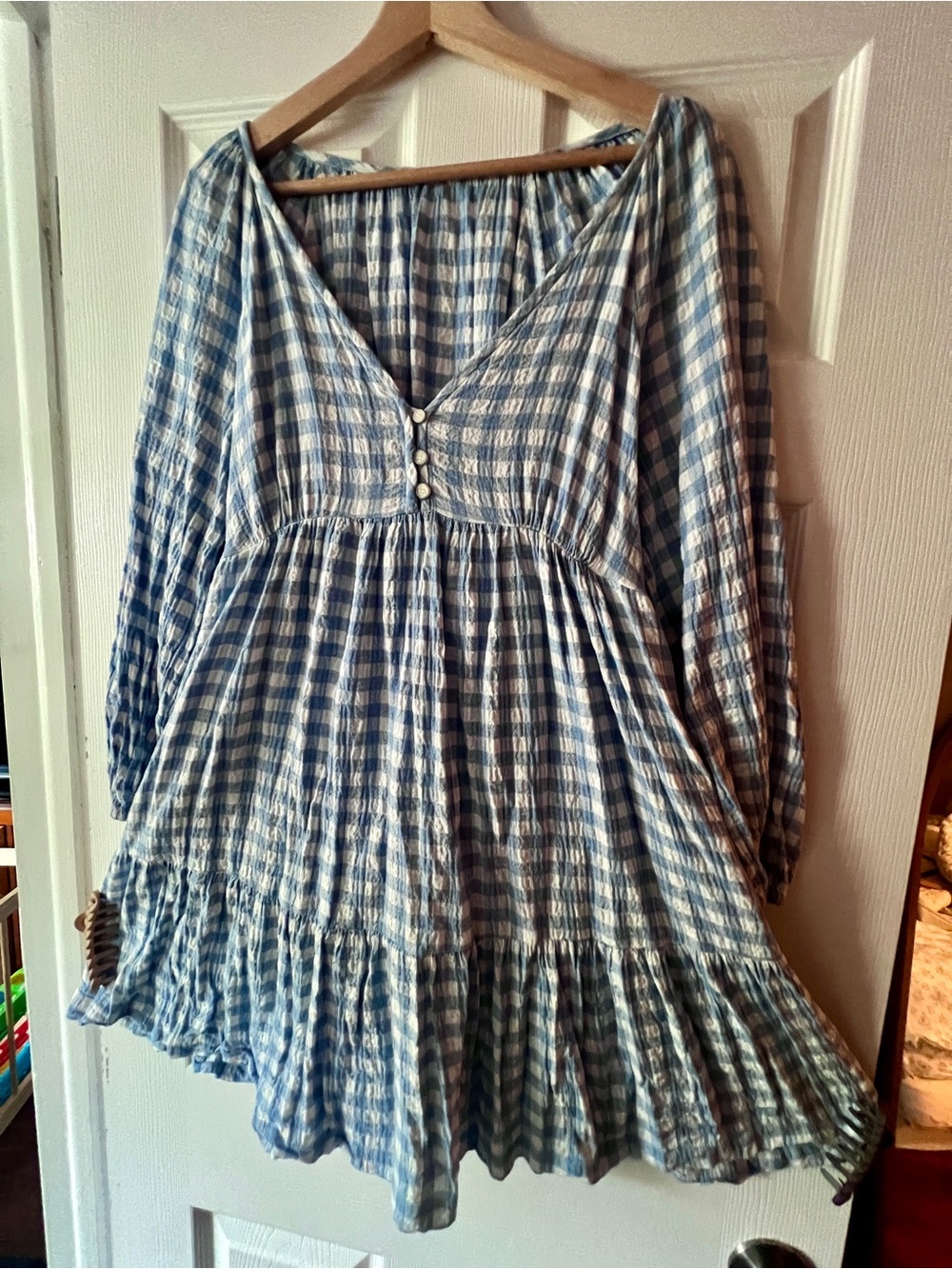 Hatch Blue and White Gingham Cotton Dress